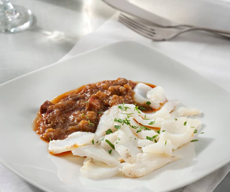 Steamed Cod with Vizcaina Sauce