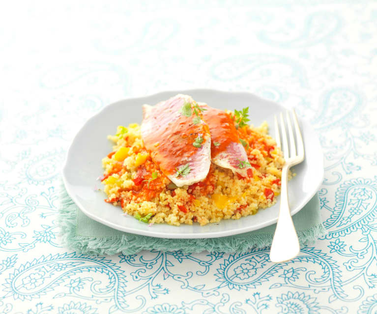 Couscous au rouget et aux poivrons