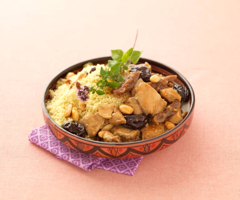 Tajine di pollo con miele e prugne