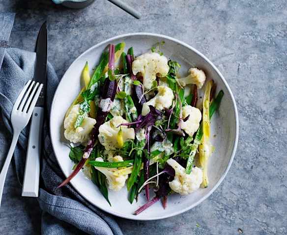 Steamed Vegetables with Kefir Dressing