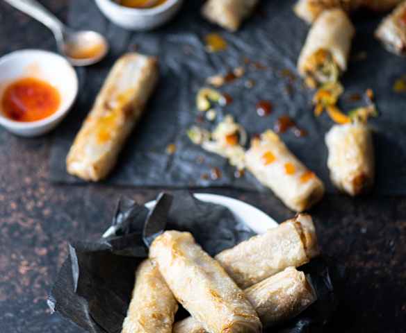 Rolos primavera com legumes