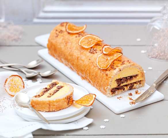 Bûche mandarine-sarrasin