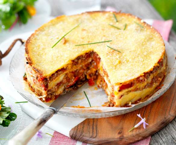 Lasagne de tortillas au bœuf et aux poivrons