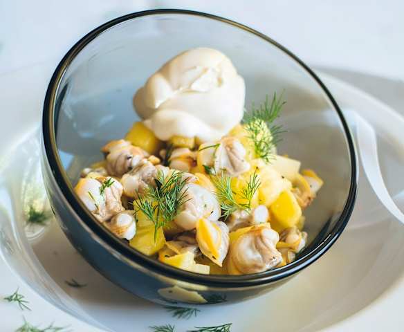 Coques aux herbes, chantilly Passion