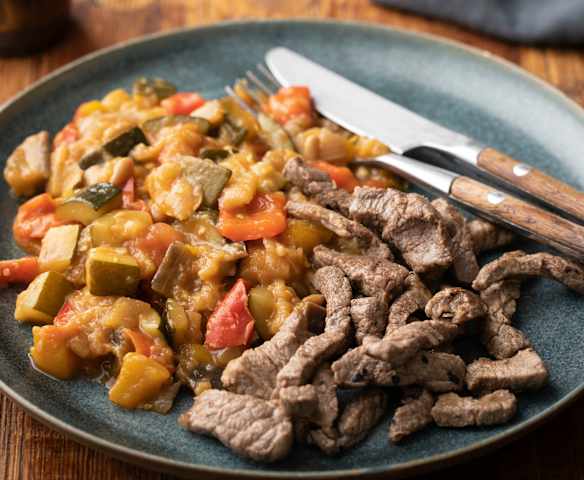 Stir-Fried Beef with Caponata