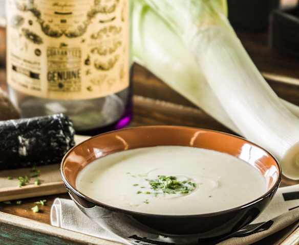 Sopa de queso de cabra