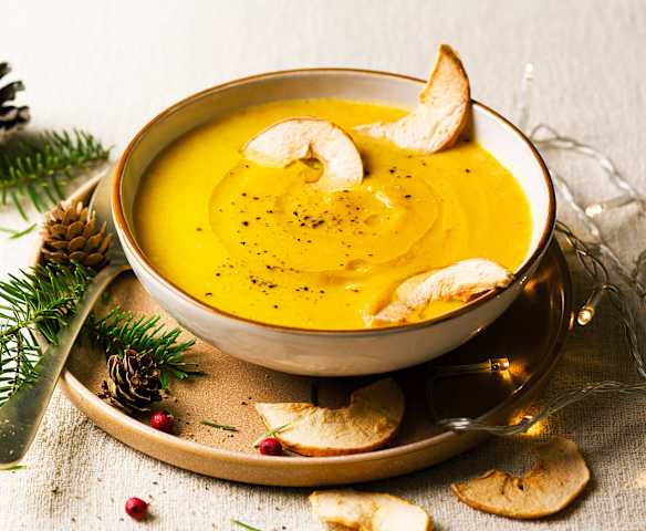 Crema de calabaza y manzanas al curry