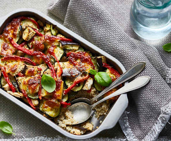 Gratin de légumes au quinoa et à la mozzarella