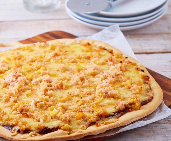 Pizza hawaiana en salsa BBQ Pizza hawaiana en salsa BBQ