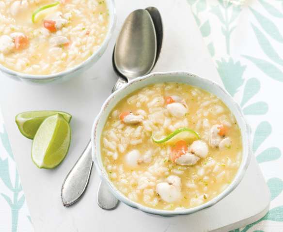 Risoto de caipirinha e vieiras
