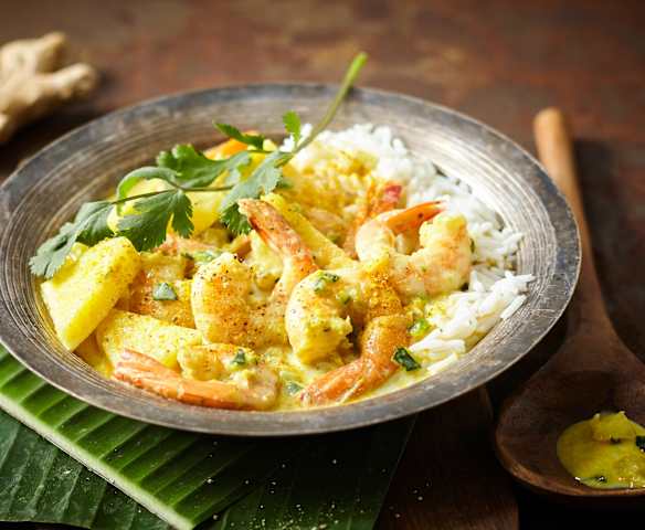Cari de crevettes aux courgettes et ananas