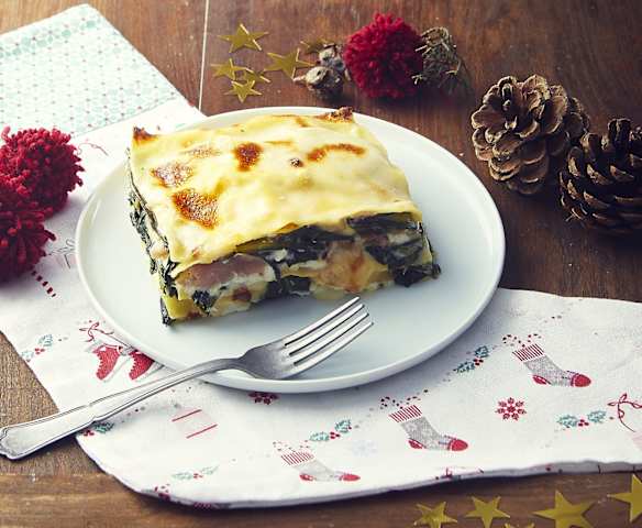 Lasagna erbette, ricotta e prosciutto Lasagna erbette, ricotta e prosciutto