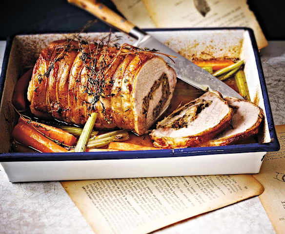 Roast Pork Stuffed with Mushrooms and Garlic Purée
