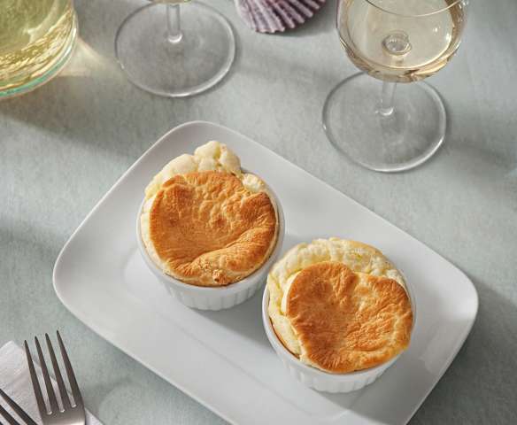 Soufflé de vieira y manchego curado para dos
