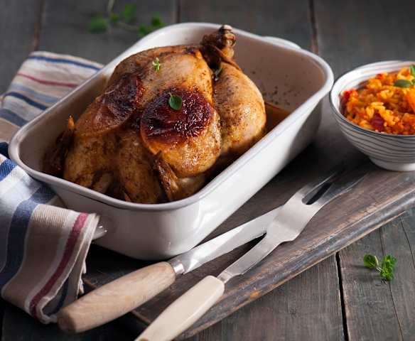 Gefülltes Hendl mit Reis