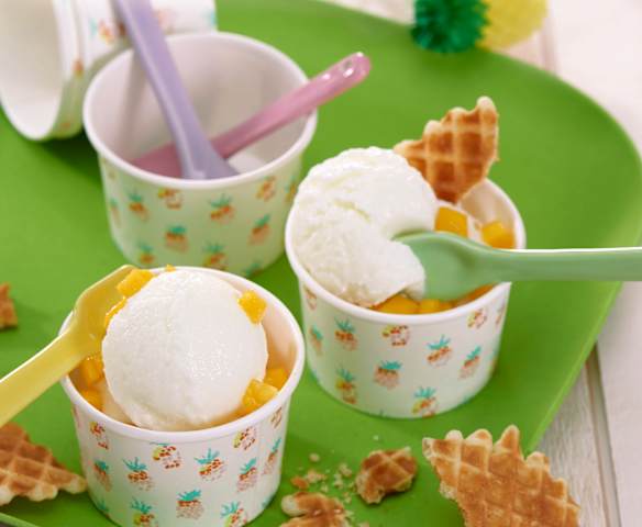 Coupe glacée petit-suisse et mangue