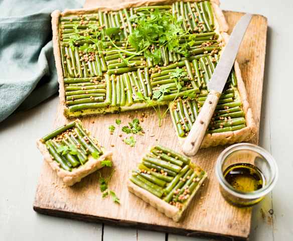 Tarte kasha, haricots verts et crème feta
