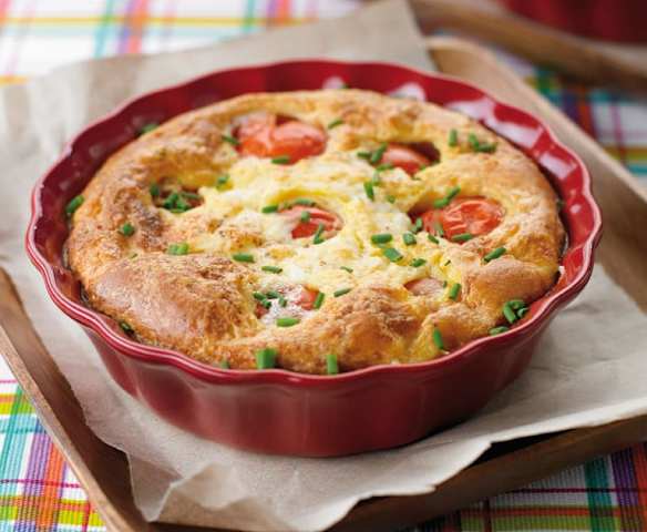 Clafoutis de tomate-cereja