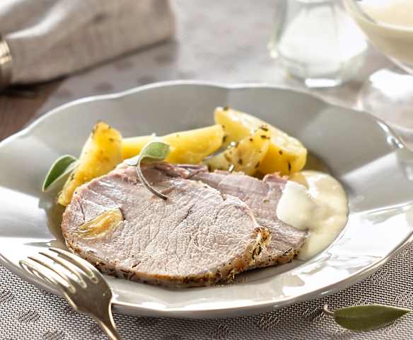 Filet de porc vapeur, pommes de terre fondantes