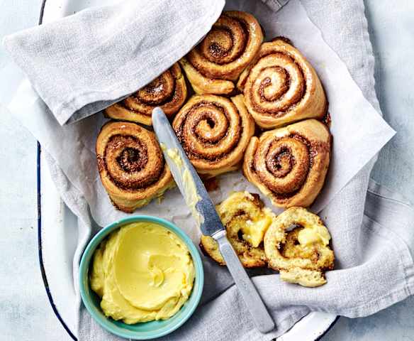 Tear and share cinnamon scrolls with honey butter