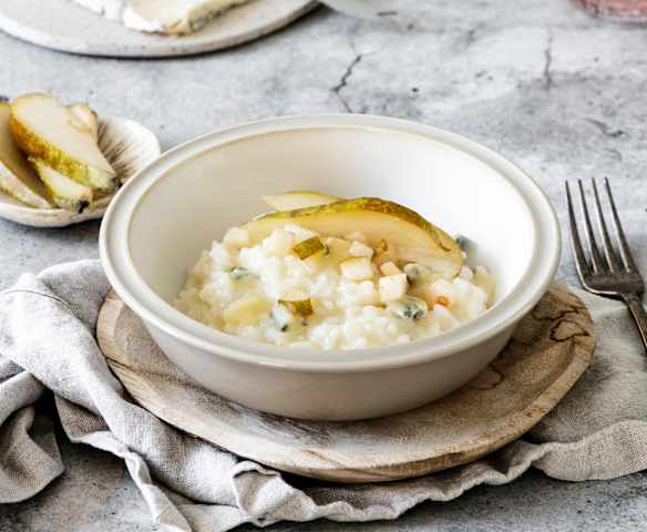 Risotto con pera y gorgonzola