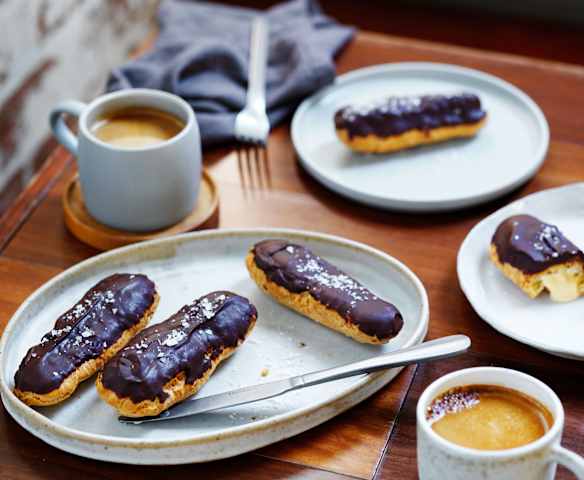 Chocolate miso eclairs