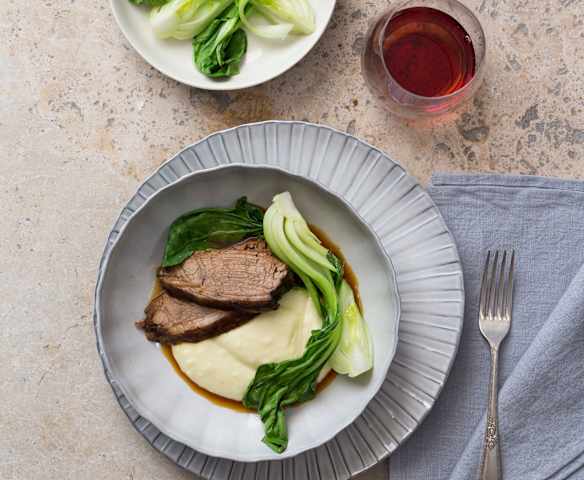 Slow cooked beef with wasabi mash (Louise Keats)