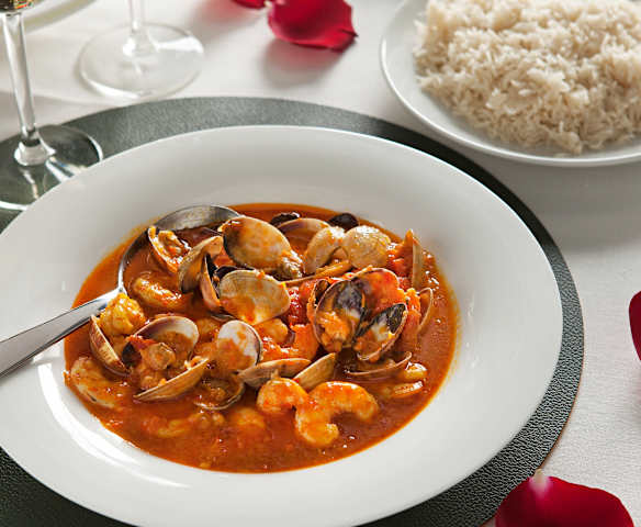 Curry de almejas y langostinos para dos Curry de almejas y langostinos para dos