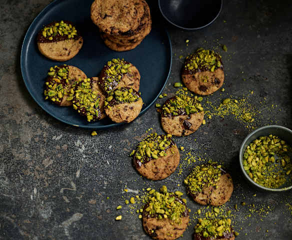 Bolachas de chocolate e pistácio Bolachas de chocolate e pistácio