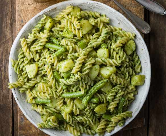 Fusilli with Pesto, Green Beans and Potato - Pasta alla genovese