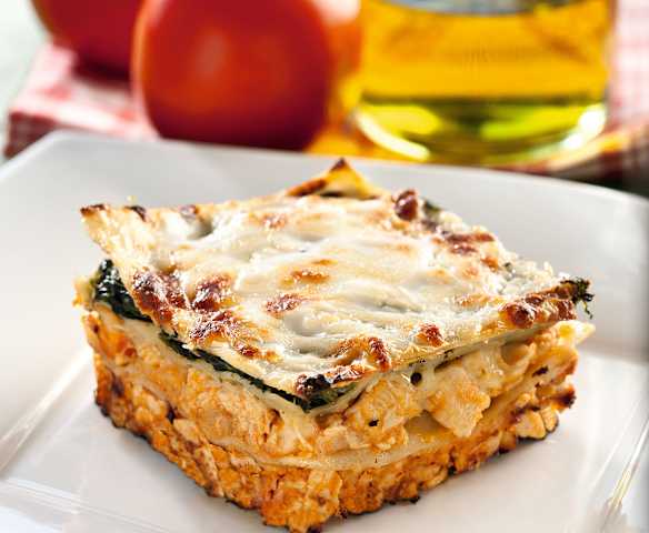 Lasaña de pollo y espinacas