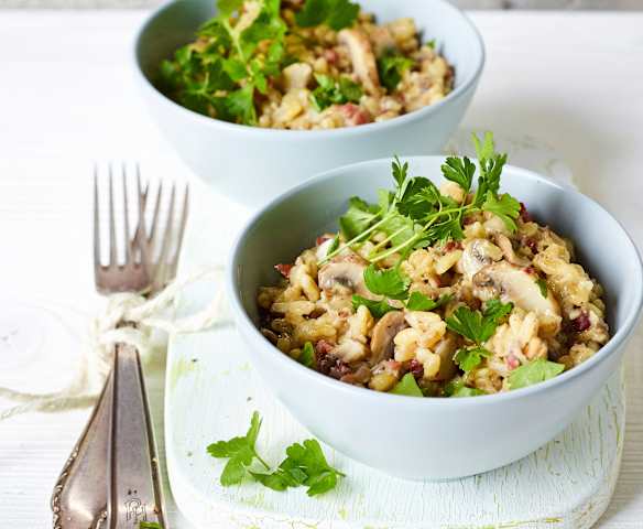 Pilztopf mit Sonnenweizen