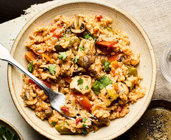 Poulet et riz aux champignons