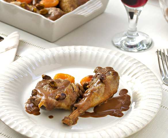 Pintada con salsa de chocolate