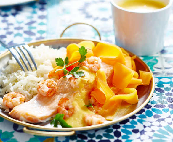 Saumon vapeur sauce aux crevettes