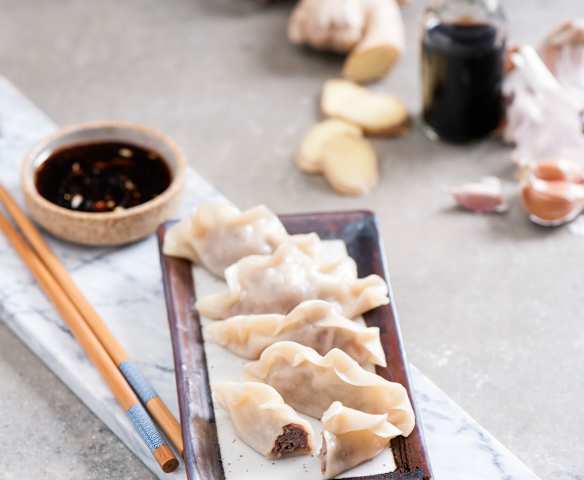 Jiaozi z wołowiną i porem