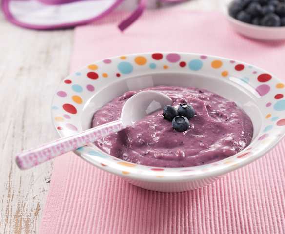 Milk and Oat Flakes Pudding with Fruit Purée