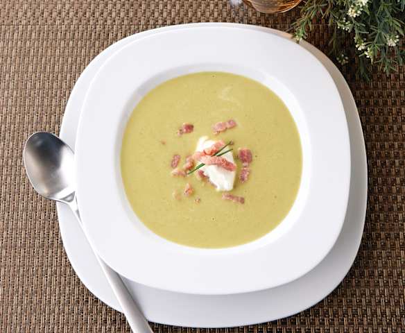 Creme de ervilhas com queijo-creme