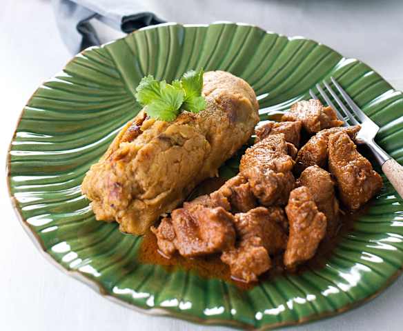 Rojões com migas de espargos