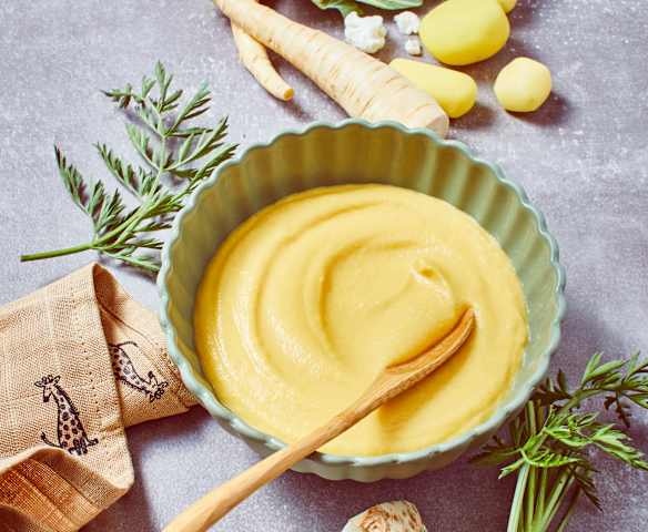 Suppengemüse-Kartoffel-Brei mit Rind