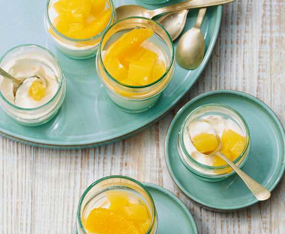 Oranges en gelée, pannacotta vanillée Oranges en gelée, pannacotta vanillée