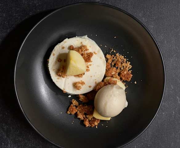 Apple Mousse Crumble with Rosemary Ice Cream (Matthew Kenney) Apple Mousse Crumble with Rosemary Ice Cream (Matthew Kenney)