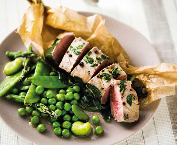 Bœuf en papillote aux légumes verts