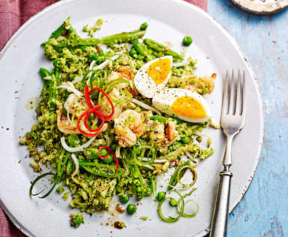 "Arroz" de brócolos e camarão "Arroz" de brócolos e camarão