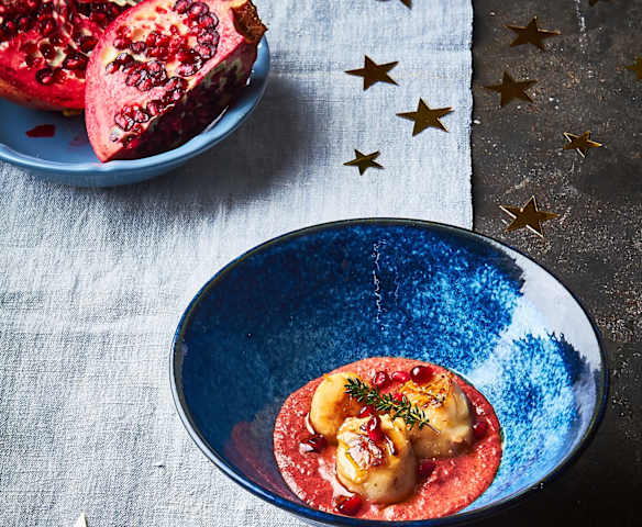 Capesante glassate alla melagrana