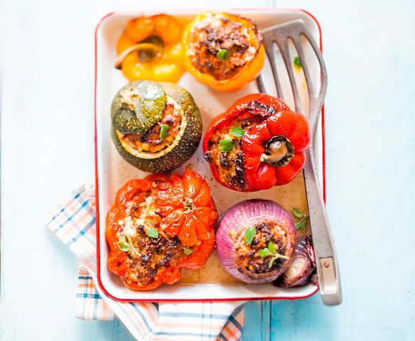 Légumes farcis à la feta et à la viande hachée