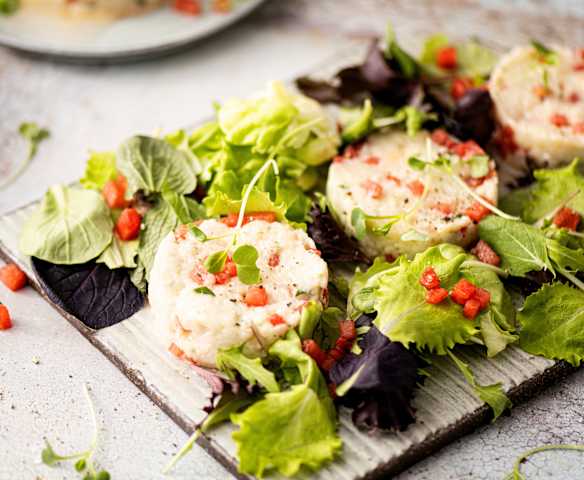 Tartar de bacalao y sandia
