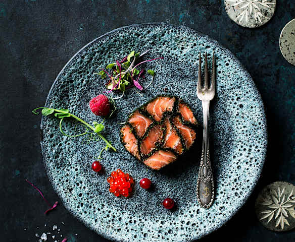 Salmón mosaico al vacío