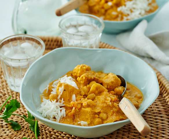 Linsen-Curry-Eintopf mit Hähnchen