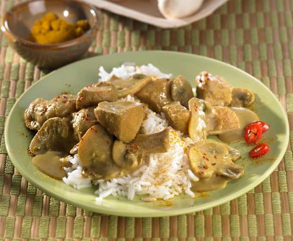 Kari kuře se žampióny a basmati rýží